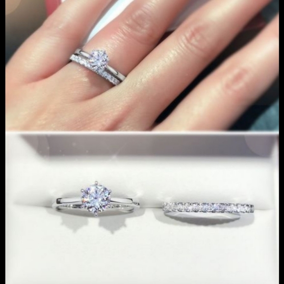 1ct Round Conflict Free Wedding Ring 2-Piece Set - Picture 7 of 17